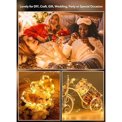 Minetom 6 Pack Fairy Lights Battery Operated String Lights - 7ft 20 LED Waterproof Silver Wire Firefly Lights Waterproof for DIY Crafts Wedding D?cor Table Centerpieces Mason Jars Party