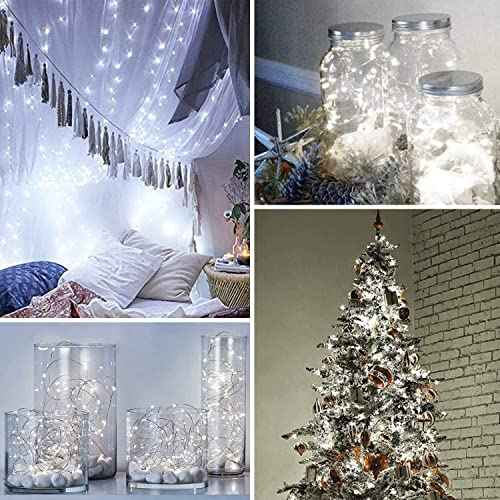 LIGHTOP Fairy Light Battery Operated String Lights 2 Pack 100 LED Waterproof Copper Wire Twinkle Lighting with Timer for Christmas Wedding Indoor DIY Decor (Cool White)