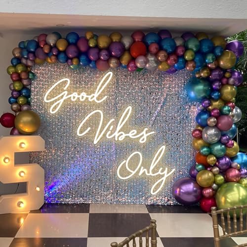 Warm White Good Vibes Only Neon Sign Dimmable LED Light with ON/OFF Switch for Home Gym Bar Party