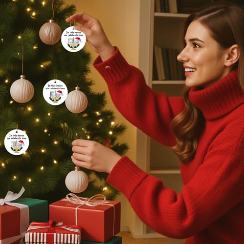 LOVELLOY Hanukkah Christmas Ornament Gift for Women - Blue Ceramic Jewish Holiday Decoration