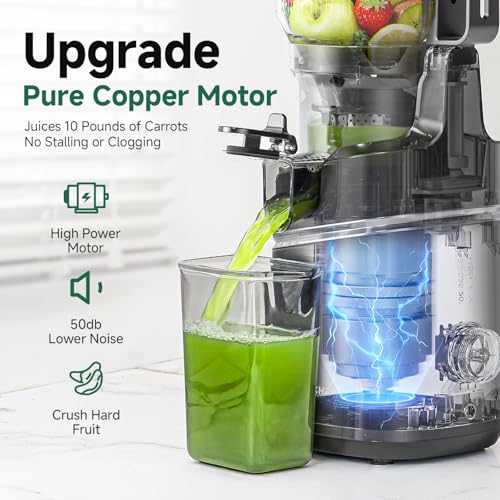 Black Cold Press Juicer Machine with 5.8-Inch Wide Chute for Whole Fruits & Vegetables - AMZCHEF