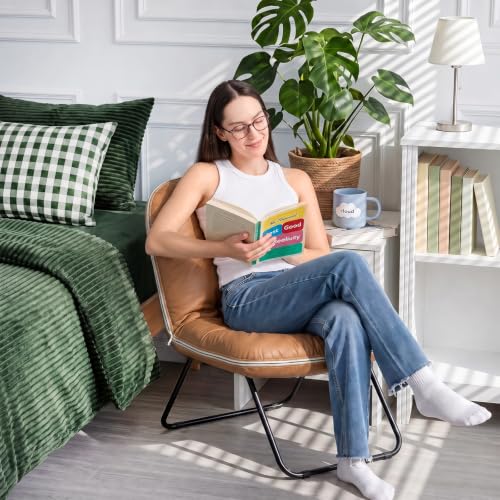 ZonLi Adjustable Floor Chair with Back Support - Brown, Cozy Lounge Seat
