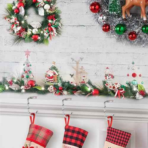 COTOPHER Christmas Stocking Holders for Mantle Set of 3, Non-Slip Handbag Hook Holder Bag Hanger, Fireplace Stocking Hooks for Mantel Santa Claus Xmas Decoration Party Decor Silver Flat Weighted
