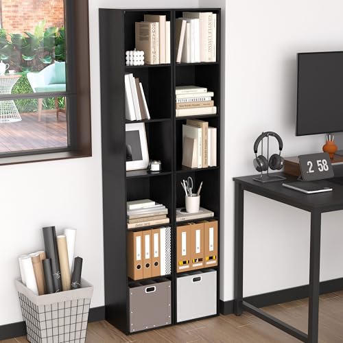 Black 5-Cube Storage Organizer Narrow Open Shelving Bookcase