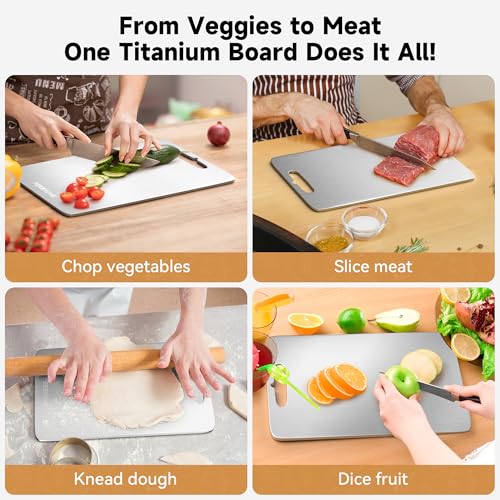 Perehome 3-Pack Titanium Double Sided Cutting Boards Food Grade Kitchen Utensils