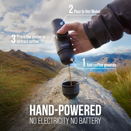 Portable Espresso Machine with Black Finish - Manual Coffee Maker for Camping & Travel