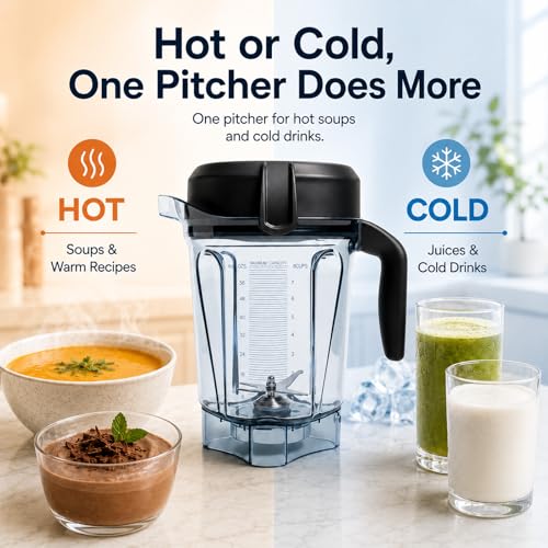 64oz Low-Profile Blender Pitcher Compatible with 5200/7500/5000/6300 Series BPA-Free