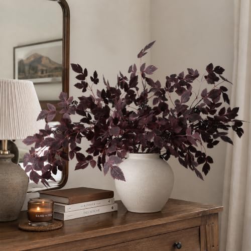HyeFlora Burgundy Cimicifuga Faux Plant Stems, 28.7 in Artificial Greenery, 4-Pack for Home & Garden Decor