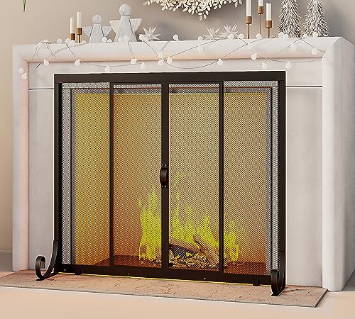 Fire Beauty Sliding Wrought Iron Fireplace Hearth Screen 37.8 x 30.7 Inch Variation of THIS listing