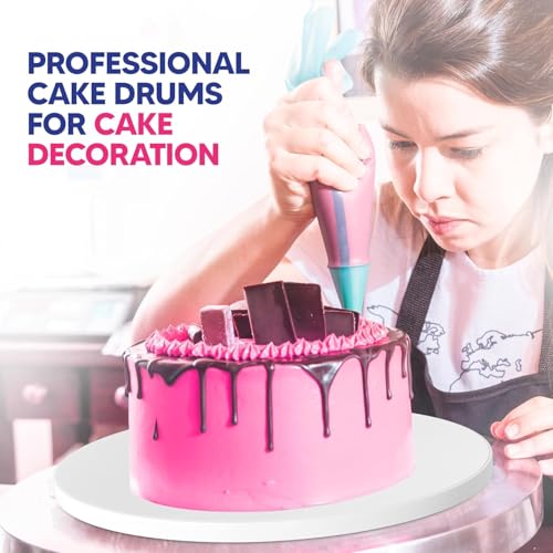 14 Inch Cake Drums - Pack of 12 White Round Cake Boards for Cakes & Patisserie