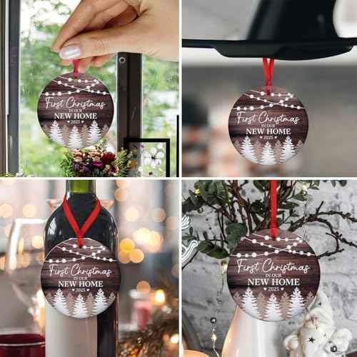 New Home Ornament 2025 - First Christmas in Our New Home Ornament - Housewarming Gifts for Women, Couples, Homeowners - First Home Gift Ceramic Christmas Ornament Keepsake, Home D?cor 2025