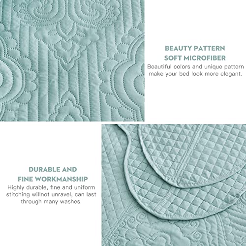 HZ & HY Seaglass Oversized Alaskan King Bedspread 138x122 Ultrasonic Damask Extra Wide