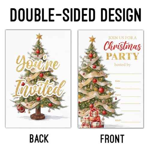 LyoGao Christmas Party Invitations With Envelopes (20 Pack) -Christmas Party Fill in Invites Cards for Xmas Winter Holiday