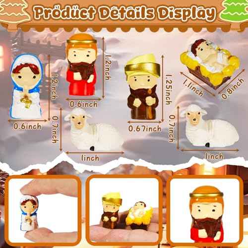 Exasinine Mini Christmas Nativity Set Little People Nativity Set Tabletop Scenes Decor Collectible Figurines Miniatures Statues Ornaments