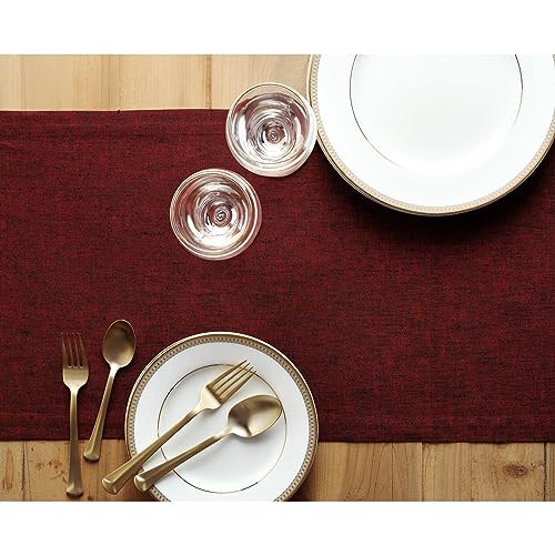 Solino Home 14 x 108 Inch 100% Linen Table Runner Red Garnet – 108in Length, 14in Width, 25: Red Garnet Variation