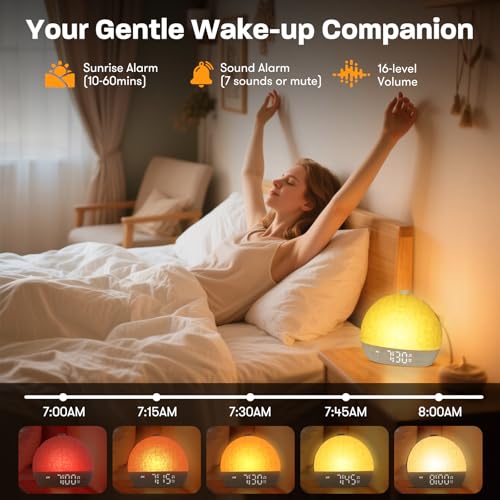 Wake Up Light Sunrise Alarm Clock with White Noise - Yellow Variation