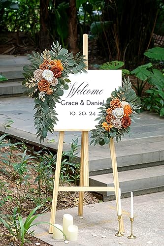 Artificial Flower Swag Set of 2 for Wedding Arch and Decor - Burnt Orange