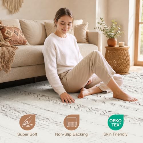 cotiled Boho 5x7 Area Rugs for Living Room: Soft Moroccan Washable Rug