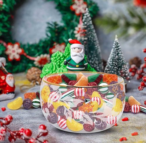 16 oz Festive Holiday Glass Nut Bowl with Gold Rim – Clear Bowl for Nuts & Snacks