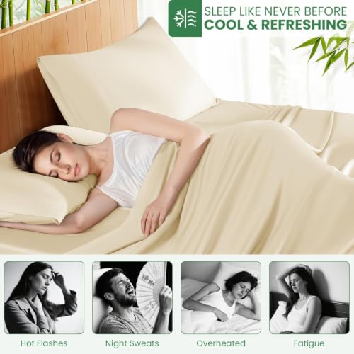 Beige Bamboo Rayon Sheet Set 4Pcs King Extra Deep Pocket Luxury Bedding