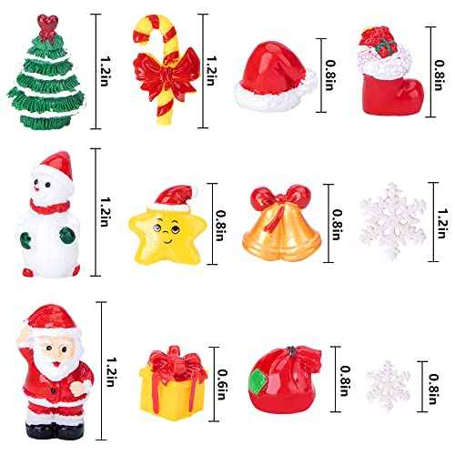 Iceyyyy 37 Pcs Miniature Resin Christmas Figurines-Tiny Figurines Christmas Trees Snowman Santa Claus-Mini Christmas Pendant Decoration for Winter Hloliday Christmas Village Home DIY Kit