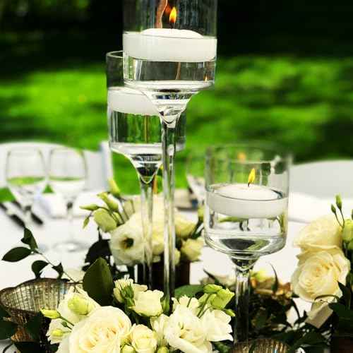 2" White Floating Candles 12 Pack, Unscented & Dripless, Long-Lasting Wax for Wedding, Party, Holiday, Home Decor, Romantic Centerpieces, Valentine's Day, Christmas & Pool Decoration