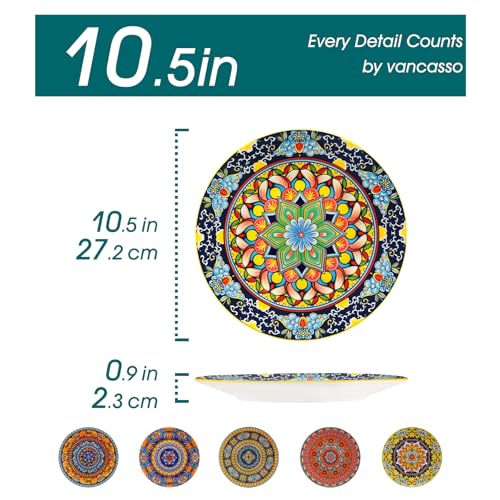 vancasso Colorful Dinner Plates Set of 6, 10.5 Inch Ceramic Kitchen