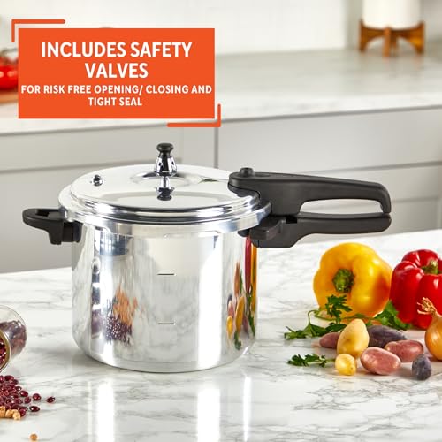 IMUSA 7 Quart Aluminum Pressure Cooker with Safety Valves - Stovetop Cooking
