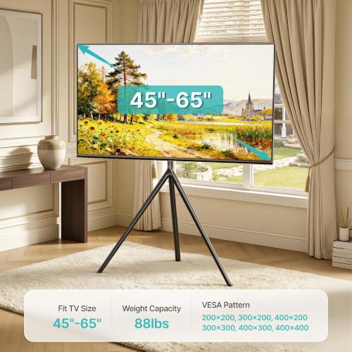 Pegzone Adjustable TV Stand for 45-65 Inch Screens Up to 88 lbs with Shelf