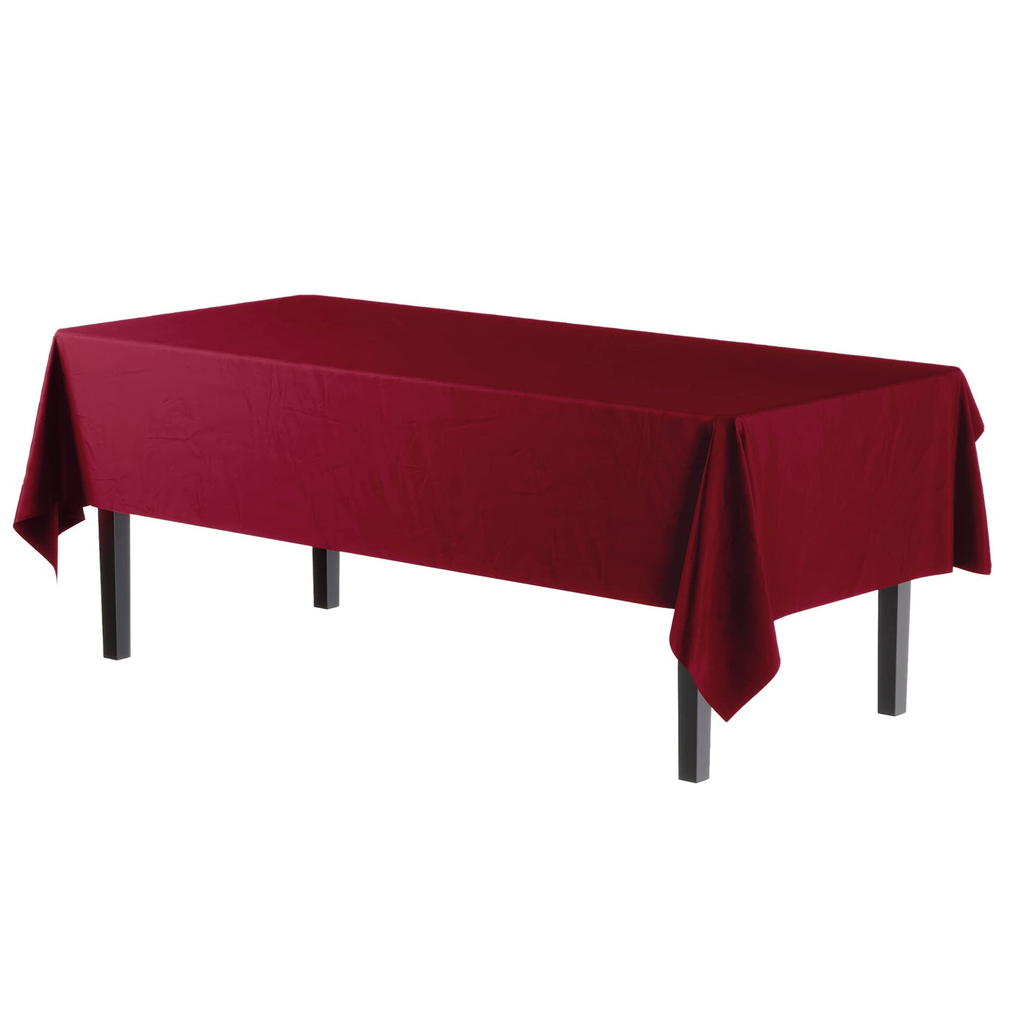 Exquisite 12-Pack Premium Plastic Tablecloth Pack of 12 Premium Plastic Tablecloth 54 Inch x 108 Inch Rectangle Table Cover - Burgundy