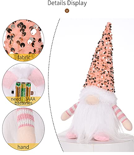 Gray Plush Christmas Gnome with Light & Bendable Nordic Hat - Holiday Decor