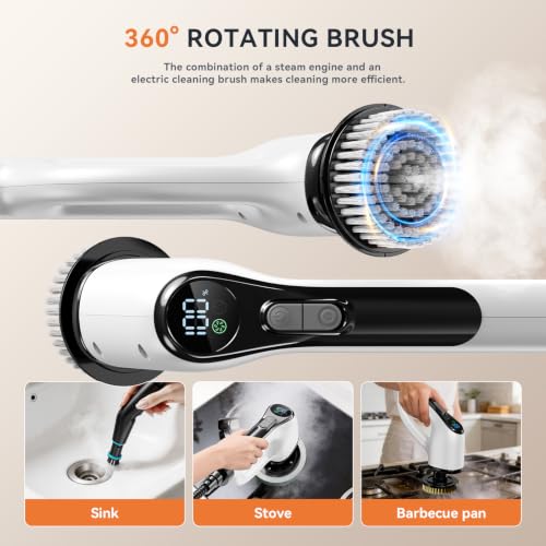 YAKCLEAN Black Electric Steam & Spin Scrubber Portable Multi-Use Cleaner