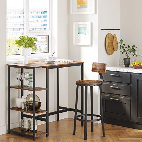 VASAGLE Industrial Bar Table with Rustic Brown Finish, 42.9W x 23.6D Inches, Sturdy Metal Frame, Easy Assembly, Variation: Ink Black