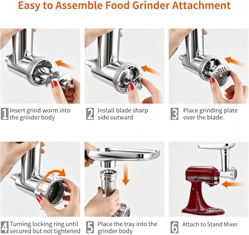 Stainless Steel Meat Grinder Attachment for KitchenAid Mixer - Dishwasher Safe