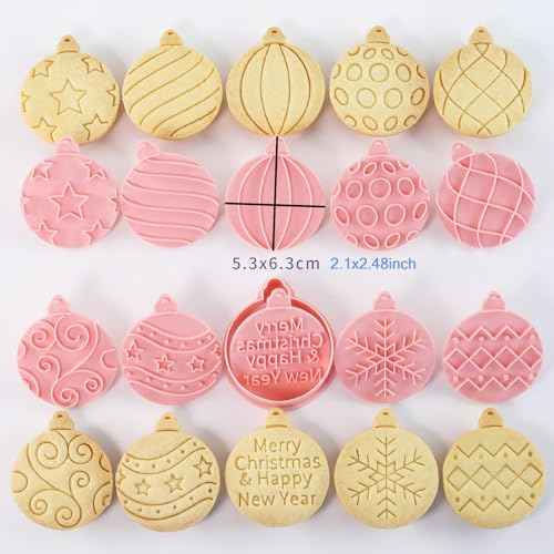 8 Piece Christmas Cookie Cutters Gingerbread Cookie Stamps Christmas Tree Shaped Cookie Stamps for Baking Cookies(8-Christmas K)