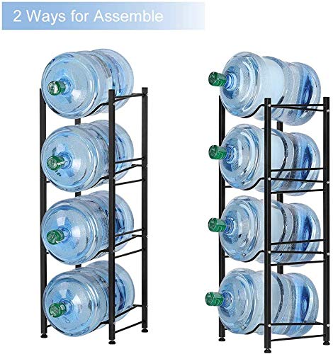 Heavy Duty Water Cooler Jug Rack - 4-Tier Black Water Bottle Organizer for 5 Gallon Dispensers