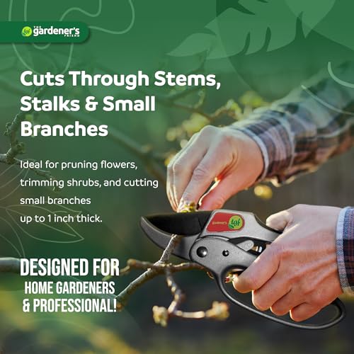 Heavy Duty Ratchet Pruning Shears - Anvil Garden Clippers for Branches & Stems