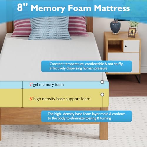 Twin XL Gel Memory Foam Mattress - Medium Firm, Ventilated Support