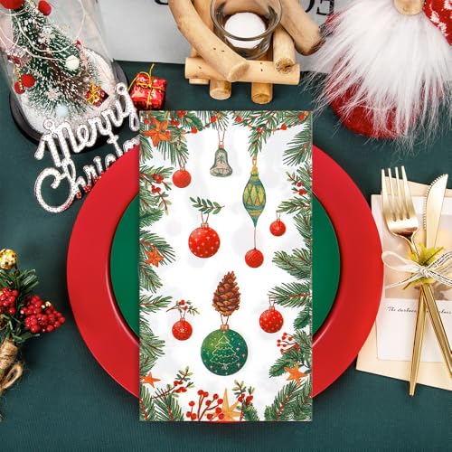 100 Pcs Christmas Paper Napkins – 2-Ply Disposable Holiday Party Napkins