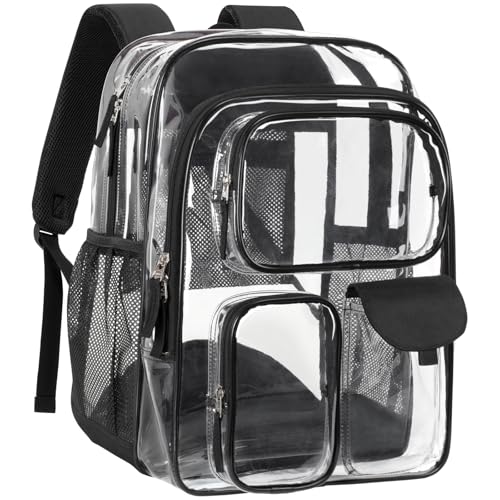 PACKISM Pro Series Clear Backpack for School 18 Inch Extra Large Black
