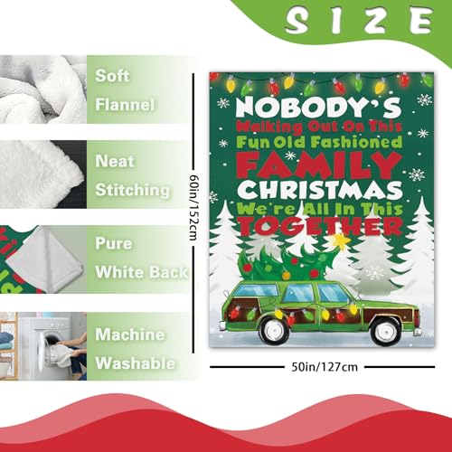 Christmas Vacation Flannel Blanket 50x60 Inches with Family & Tree Design - Zzkol