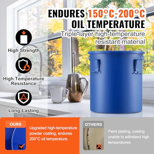 VEVOR Fryer Grease Bucket - 6 Gal Carbon Steel Oil Disposal Caddy