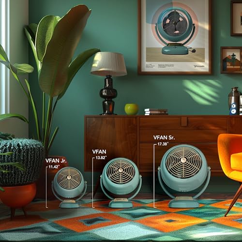 Vornado VFAN Jr. Vintage Green Desk Fan - Medium, 2-Speed, Retro Style