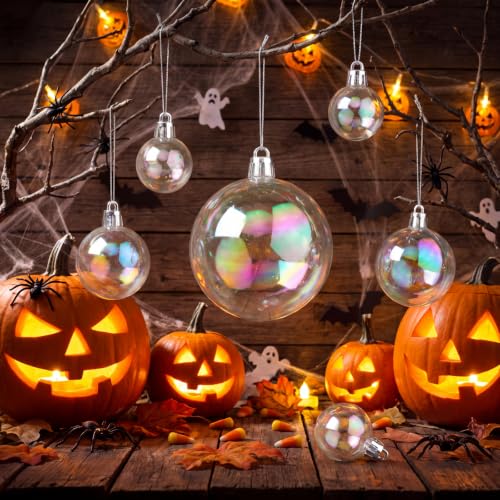 16 Pcs Halloween Clear Cauldron Bubbles, Iridescent Ornament Balls