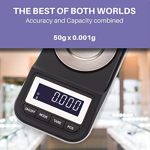 Smart Weigh GEM 50 Milligram Powder Scale 50g x 0.001g for Gold, Reloading, Weed