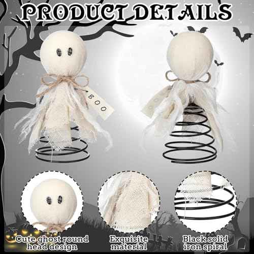 Halloween Ghost Miniature Tree Topper Spooky Halloween Tree Ornaments 5.5 Inches Mini Christmas Treetops Ornaments for Home Party Supplies(Gauze Ghost)