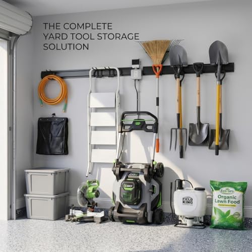 Heavy Duty Wall Mount Garden Tool Organizer 96 Inch Black - Garage Storage