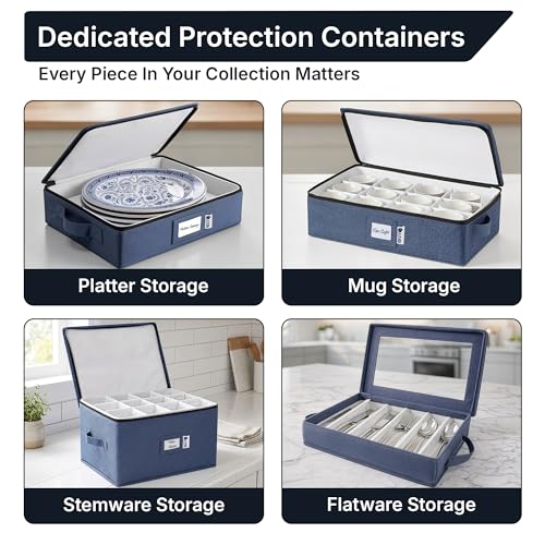 8-Piece Denim Blue Storage Hard Shell Containers Set for Moving & Organization - HOLDN’ STORAGE