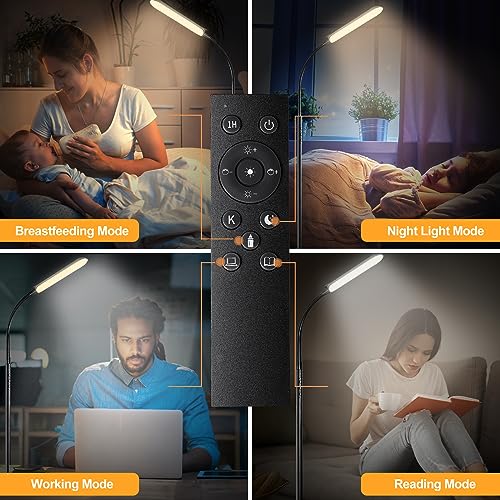 Marctronic Black LED Floor Lamp 18W 1800LM Dimmable Smart Reading Light with Remote