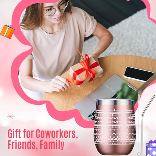 Geiserailie 4 Pcs 12 oz Rose Gold Funny Message Mugs & Wine Tumblers Set